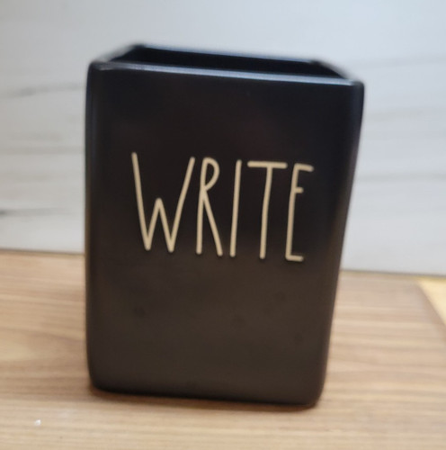 Rae Dunn Collection WRITE Black Ceramic Office Desk Accessory Pencil Pen