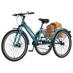 NAIZEA Adult Mountain Tricycle, 7 Speed Bike 24/26/27.5 Inch Women Men's Trikes