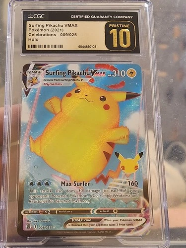 CGC 10 Surfing Pikachu Vmax 009/025 Holo Celebrations Pokemon Pristine