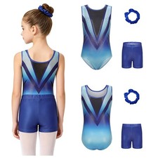 Kids Girls Dancewear Set Outfit Rhinestone Leotard Sports Gymnastics Stage
