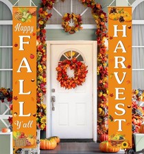 Fall Harvest Welcome Banner 72x12 Happy Thanksgiving Porch Decor Sign