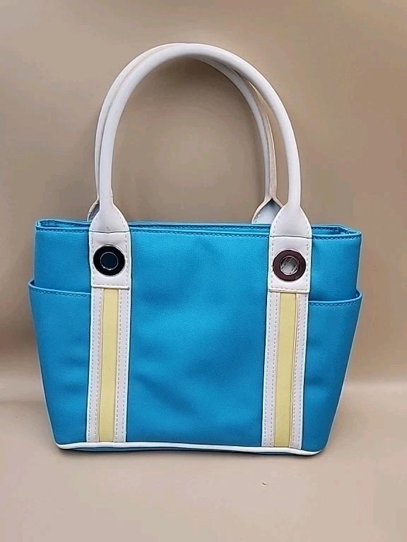 Sac à Main Tote Sonoma, Style Panier (bucket), Tissage Corde, Couleur Taupe Bleu Marine, Taille Medium, Neuf