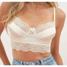 For Love and Lemons Yellow Gingham Bustier Bra Top Size XS NWT