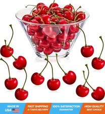 50 Pieces Fake Cherries Artificial Fruit Decorations Red Simulation Cherry Fake