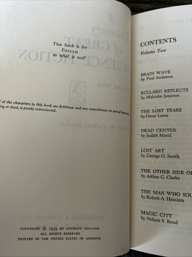 A Treasury of Great Science Fiction Volume 1 & 2 lot 1959 HC Anthony Boucher - Imagen 6 de 8