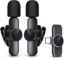2 Pack Mini Wireless Microphone Type C for Iphone 15-16 Android Phone USB C T...