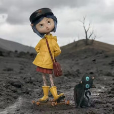 Coraline Jones Action Figure 20cm PVC Doll Yellow Raincoat with Black Cat Themed