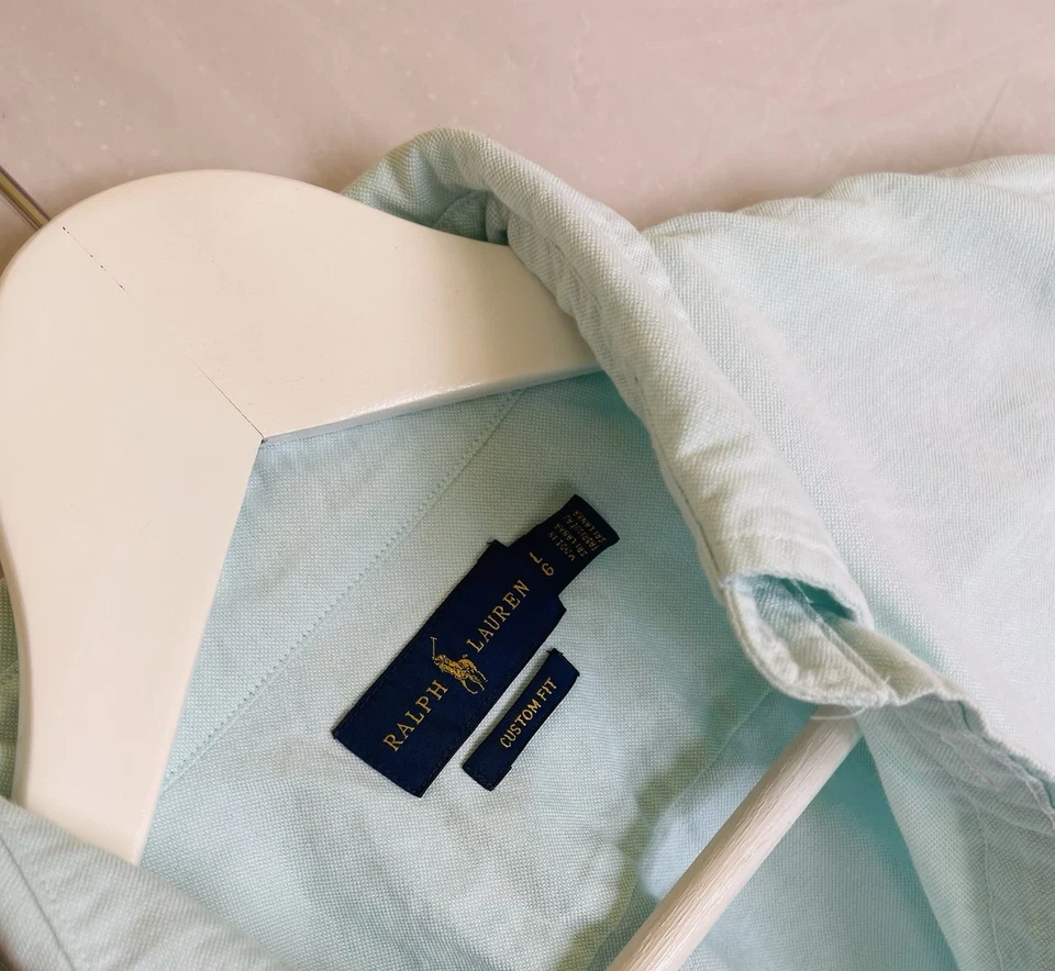 Ralph Lauren Boys' Long Sleeve Button-Down Size Large, mint Green, 100% Cotton - Image 4 of 4