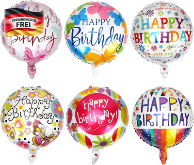 Geburtstags-Luftballons 6er Set Helium, bunt, langlebig, wiederverwendbar