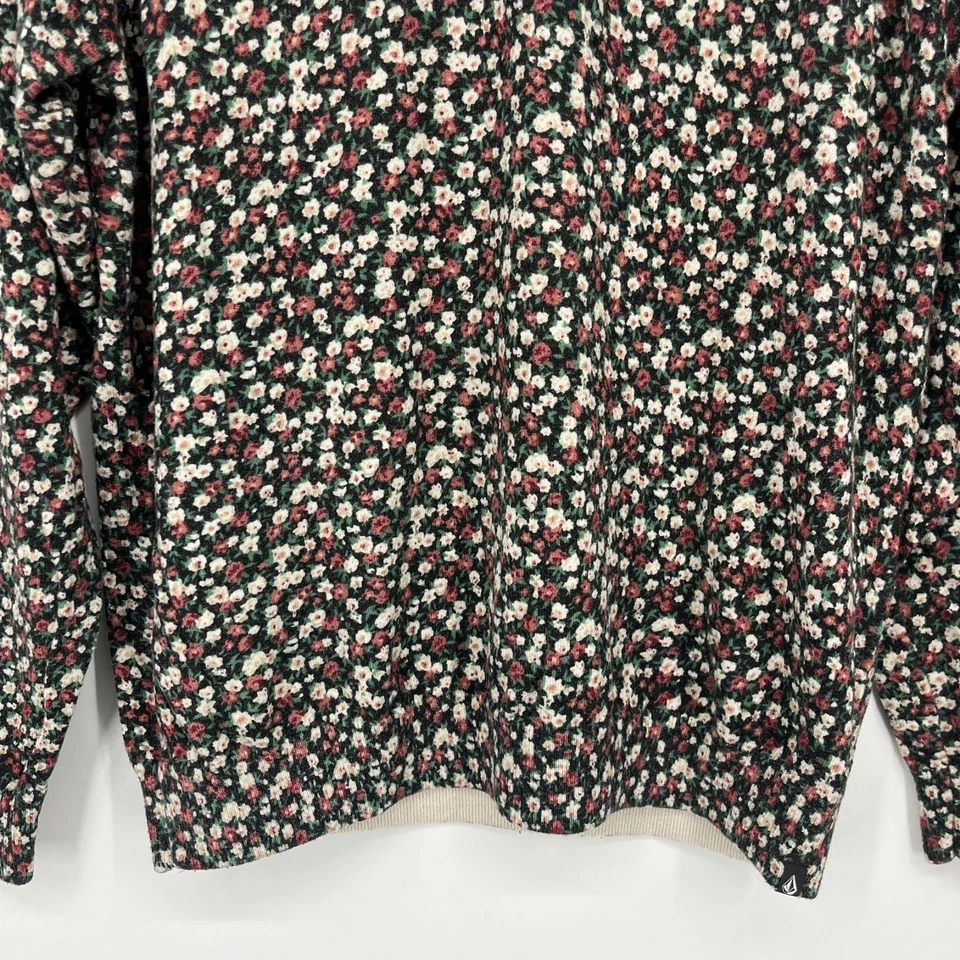 Volcom Sweater Women's Size L Multicolor Floral Print Crew Neck Viscose Blend - Image 3 of 4