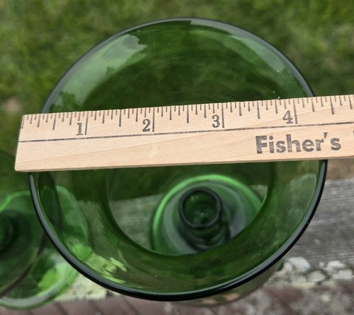 Paar Empoli italienische mundgeblasene Kunstglas grüne Hurrikan Kerzenleuchter Lampen 8,5" - Bild 4 von 15