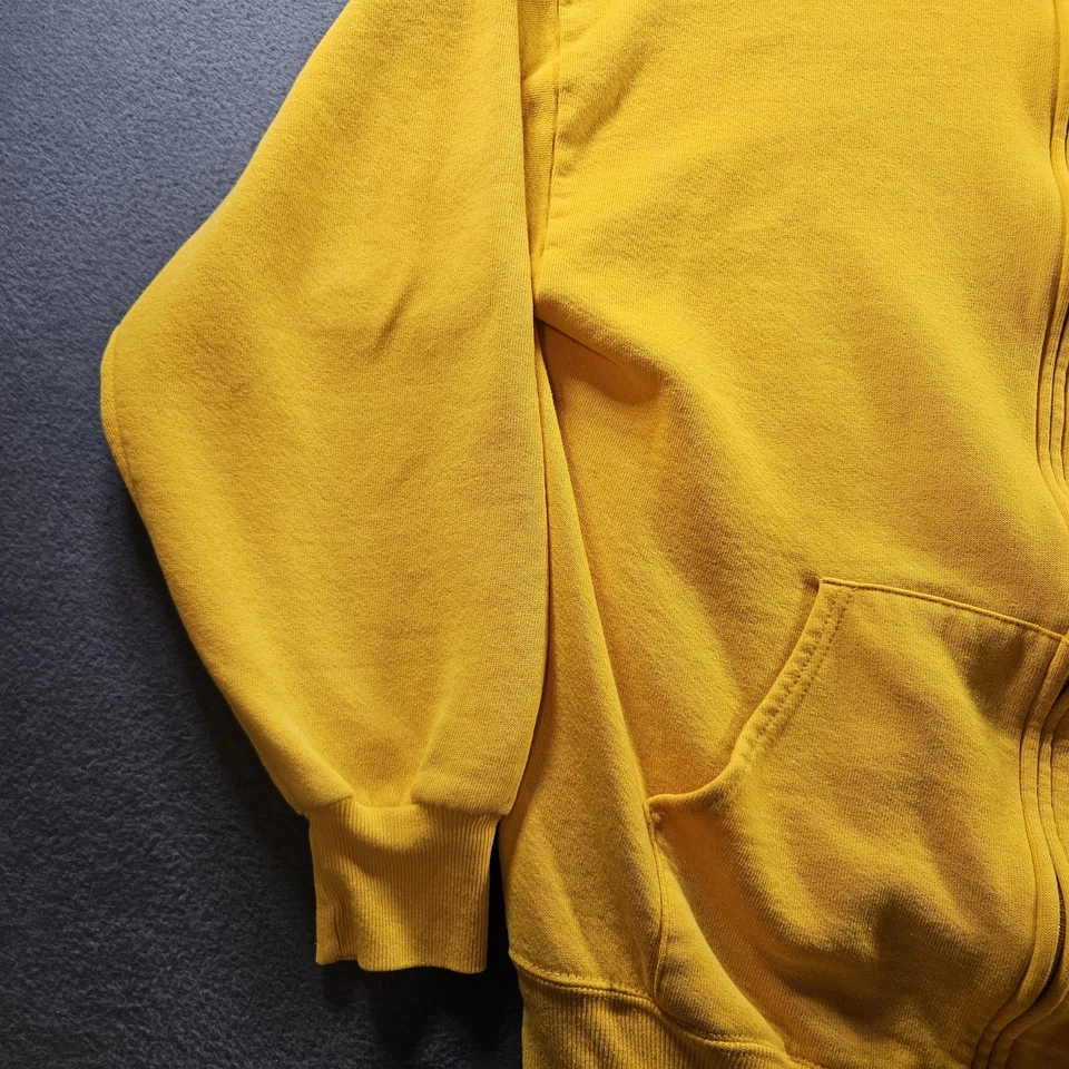 Винтажная мужская спортивная толстовка с капюшоном Russell средний размер большая желтая на молнии 70-е - Изображение 2 из 4