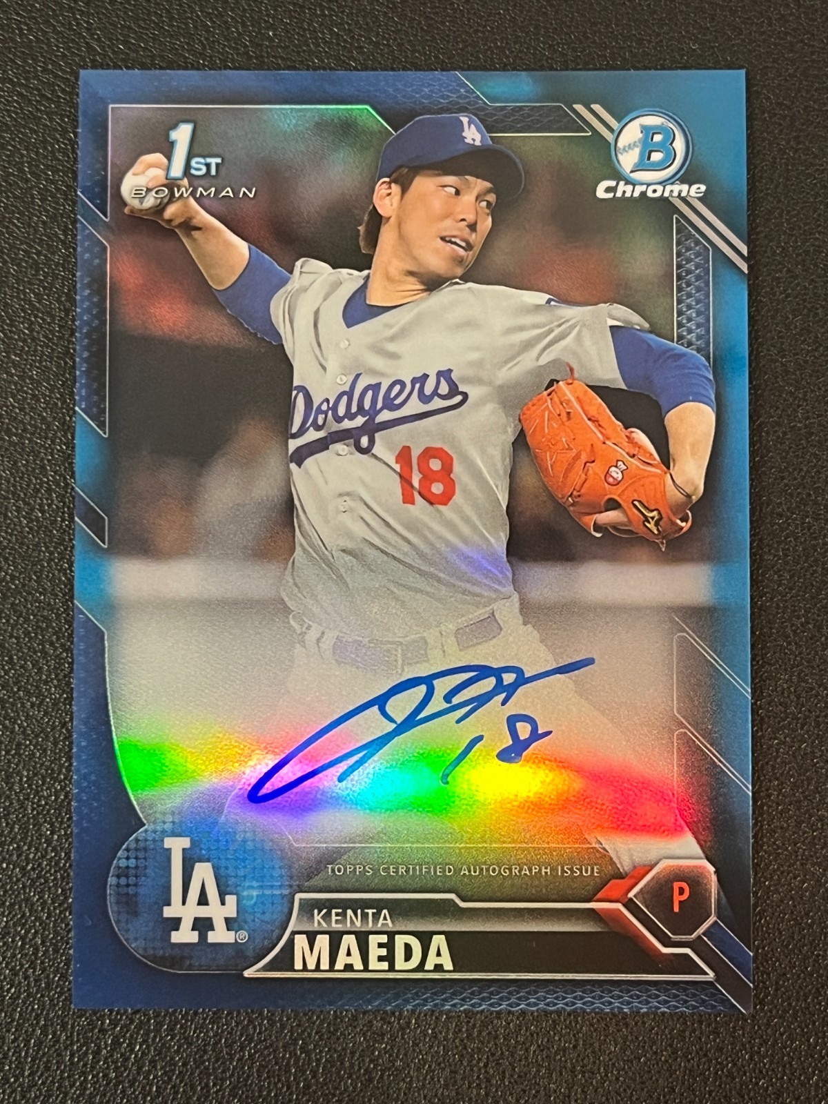 Kenta Maeda 2016 Bowman Chrome 1st Auto Blue Refractor /150 Dodgers