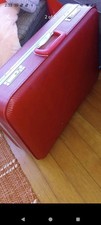 Vintage Red Hard Shell Vinyl Suitcase Locking Travel Luggage