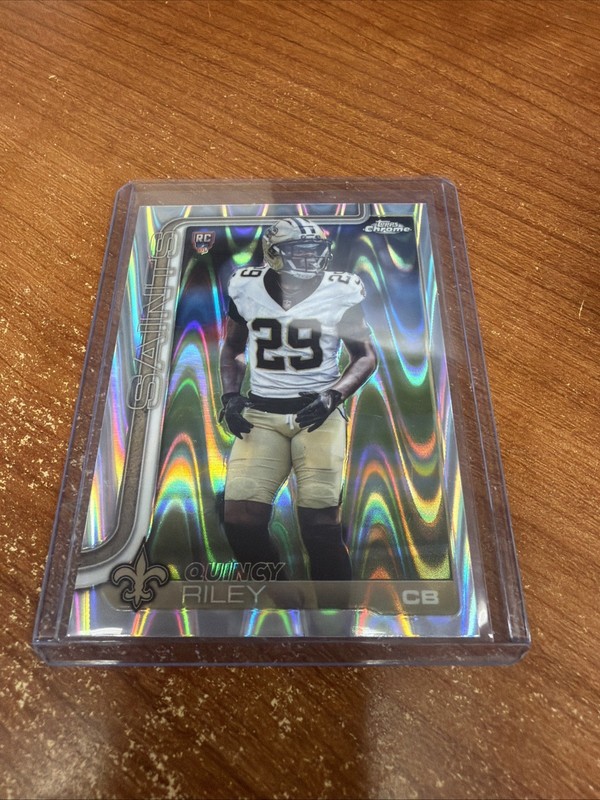 Quincy Riley 2025 Topps Chrome Football #369 RayWave Refractor Saints Rookie RC