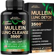 Mullein Leaf Extract for Lung Detox 3500 Mg - Echinacea | Oregano | Quercetin |