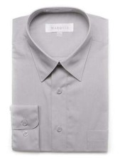 Marquis Mens Classic Fit Solid Gray Cotton Blend Dress Shirt