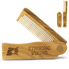 Folding Wooden Comb for Men - Sandalwood Switchblade Beard Comb for Grooming ...