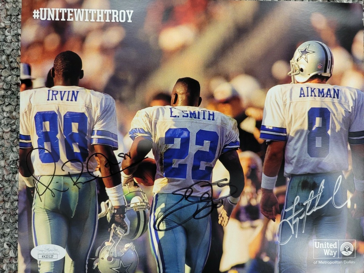Dallas Cowboys,Troy Aikman-Irving-Smith. Triple threat signed