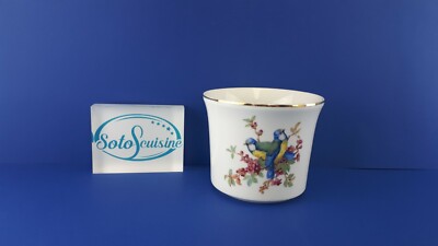 Blumentopf H 10 cm D 13 cm MpM Reihe 24.K Gold Vögel Malerei Goldrand 