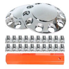 Wheel Axle Hub Cover Kit Semi Truck Wheel Front 33mm Nut Covers Set 2 Of Chrome