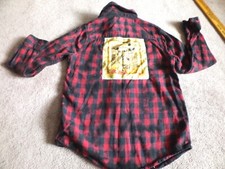 Upcycled Repurposed Flannel Shirt Kids Size M 10/12 Scarecrow Applique