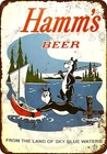 1956 Hamms Beer Bears Fishing Vintage Rustic Retro Aluminum Metal Sign 12" x 18"