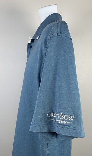 Polo de golf gris ganso vodka para hombre grande bordado logotipo azul algodón - Imagen 6 de 7
