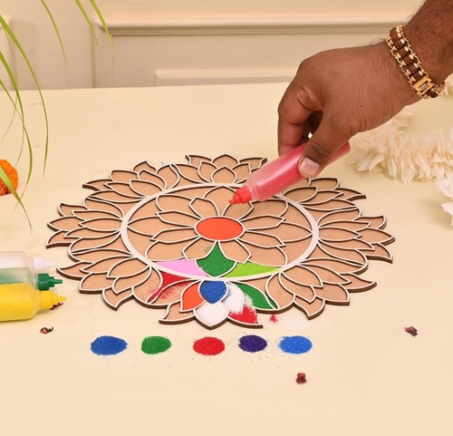Rangoli Design For Diwali Decor,Diwali Gift, Mandala Art,Random Design, 30 CM - Picture 2 of 11