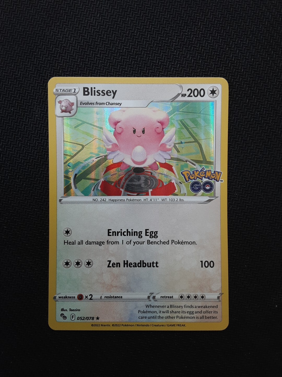 Blissey 52/78 - Holo Rare - Pokémon Go - 2022 - Pokémon Card - NM