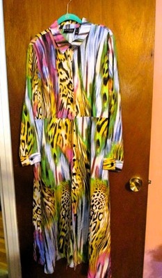 Attitudes by Renee, Colorful button Front Long Dress, Topper, NEW, l, Large