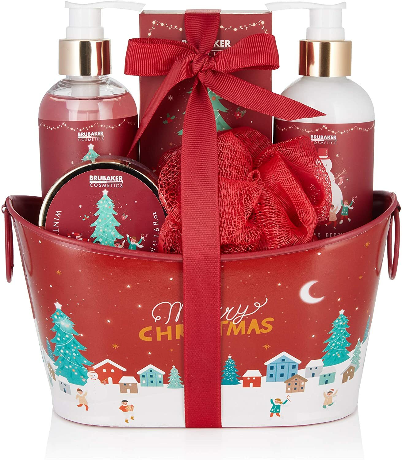 BRUBAKER Body Care Giftbox Set Berry Scent Bath & Shower Set Christmas + Sponge