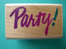Party Single Word in Brushstroke Font RUBBER STAMPEDE Rubber Stamp