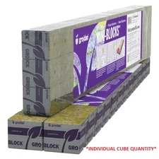 Grodan 1.5" x 1.5" x 1.5" BULK QTY Delta Mini Blocks INDIVIDUAL Rockwool Cubes