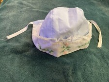 Vintage Baby/ Doll white  Baby Blue Embroidered Hat Bonnet