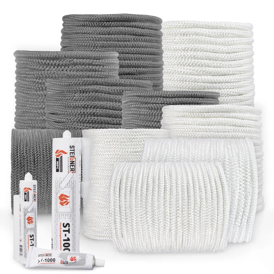 STEIGNER Kamindichtung Dichtschnur inkl. Kleber Ofendichtschnur Ofenschnur Ofendichtung