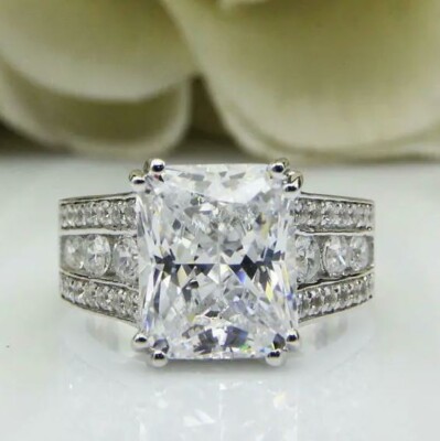 4Ct Radiant Cut Lab Created Diamond Lovely Engagement Ring 14K White Gold Finish