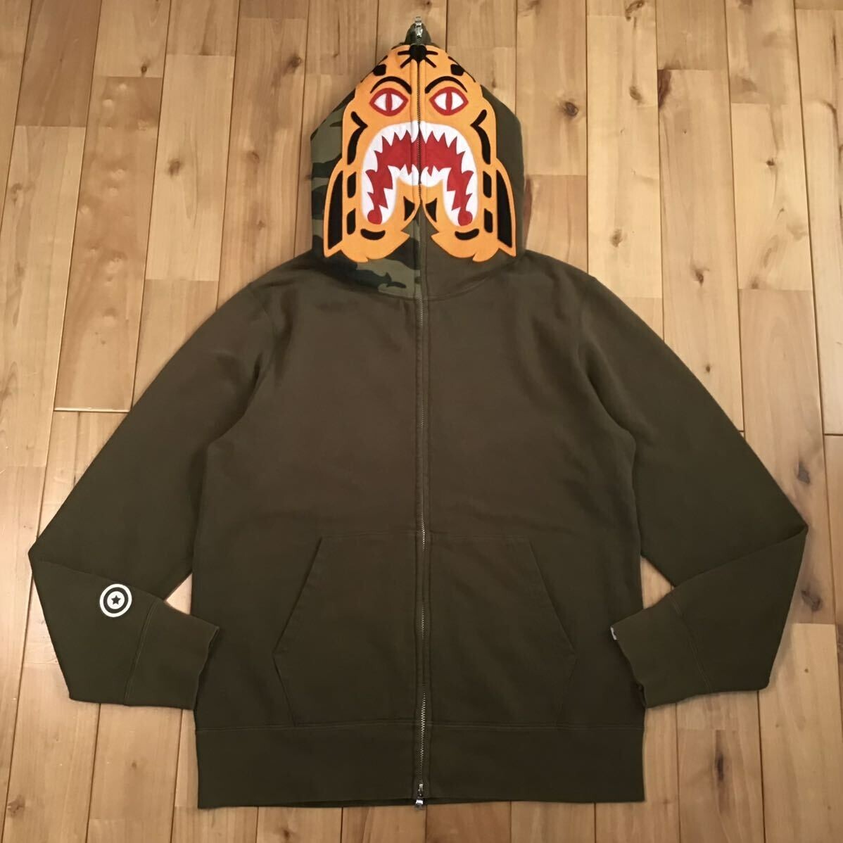 BAPE Tiger full zip hoodie olive × 1st camo A Bathing Ape