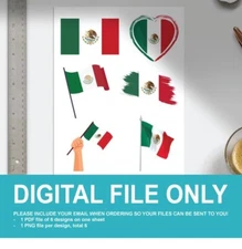Mexcio Flag Print Design PNG Transparent Background Digital Print Only