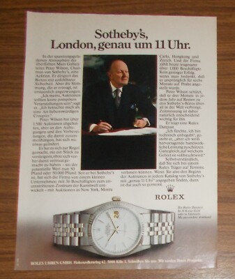 Rare Advertising Vintage ROLEX DATEJUST Watch - Sotheby's Exactly at 11am 1978