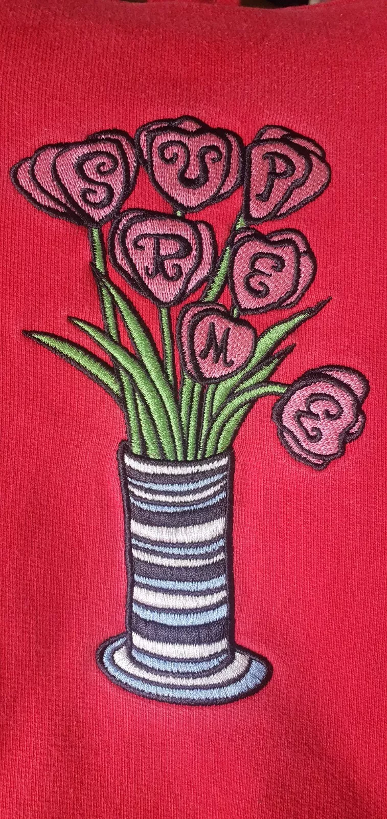 FW18 Supreme Blumen Kapuzenpulli L Groß Rot Kapuze Kunstwerk Von Tabboo