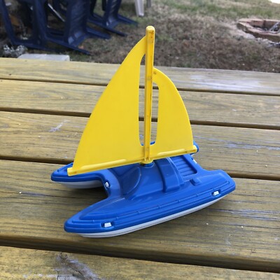 Vintage Plastic Catamaran Sailboat Boat American Plastic Toy