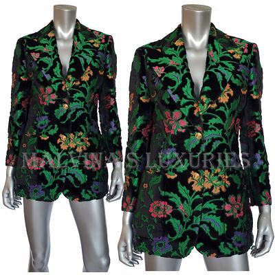 GUCCI JACKET SINGLE BREASTED VELVET JAQUARD FLORAL BLAZER