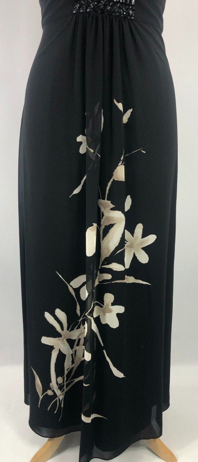 New Jacques Vert dress UK 14 Maxi Black Beige Chiffon Wedding Cruise RRP £179 image 9