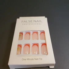 Self-adhesive Short Square Red French Tip Nails
