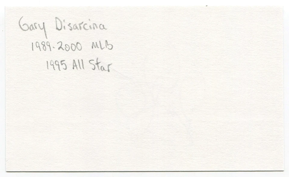 Gary DiSarcina Signed 3x5 Index Card Autographed Baseball Angels - Image 2 of 2