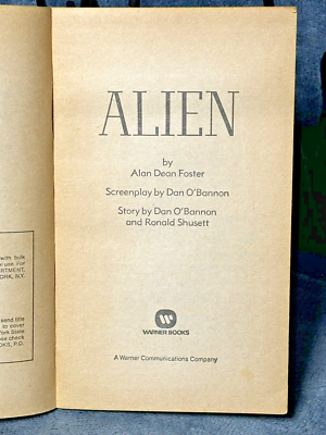 Alien Movie Novelization Alan Dean Foster PB 1st Ed 1st Print 1979