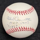 PHIL CAVARRETTA Signed 1945 MVP Official Baseball-CHICAGO CUBS-PSA