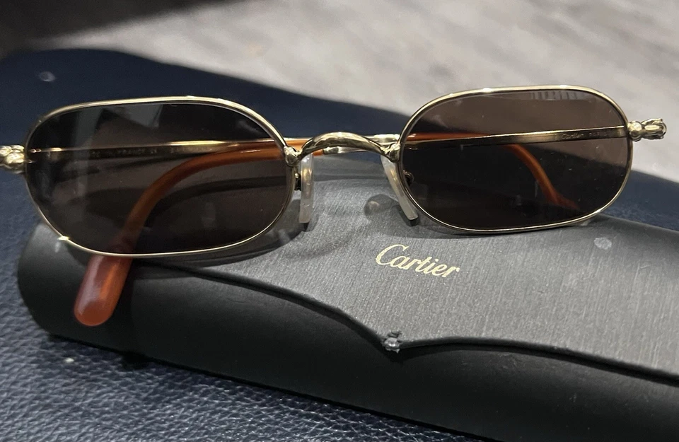 Cartier Orfy Vintage Thin Rim Sunglasses Frame 18k Gold Plated 1990s France - Image 2 of 4