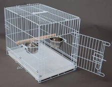 LARGE 24" Foldable Travel Parrot Bird Cage Adjutable Stainless Steel Feed Bowls